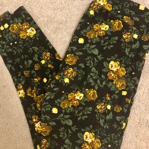Black Floral TC Lularoe Leggings